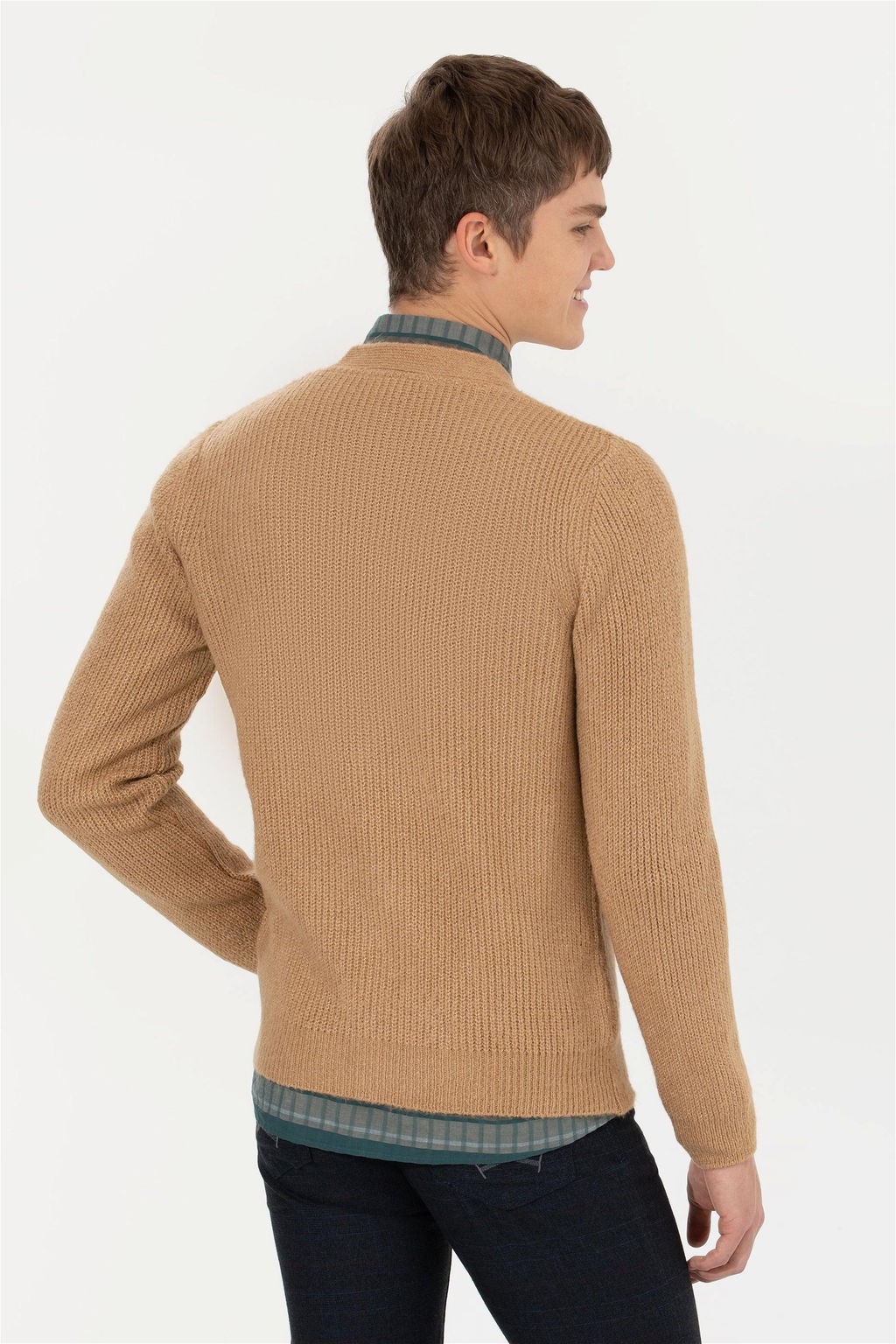 U. S. Polo Assn Мужской кардиган из меланжевого трикотажа светло-коричневого цвета - U.s. polo assn фото 11