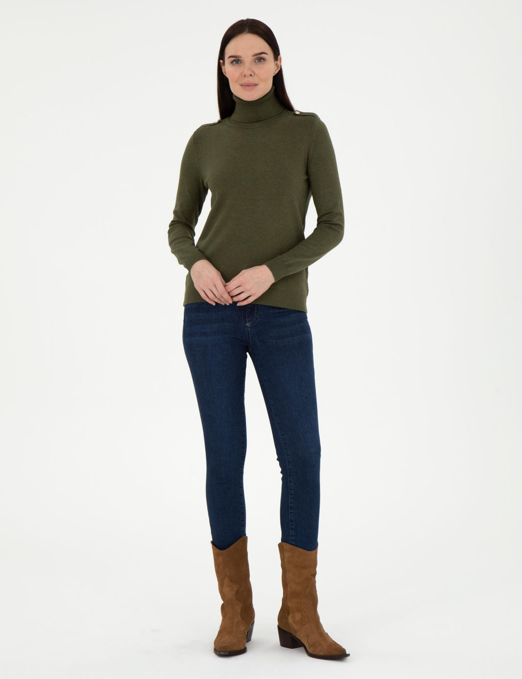 Kahverengi Slim Fit Basic Kazak