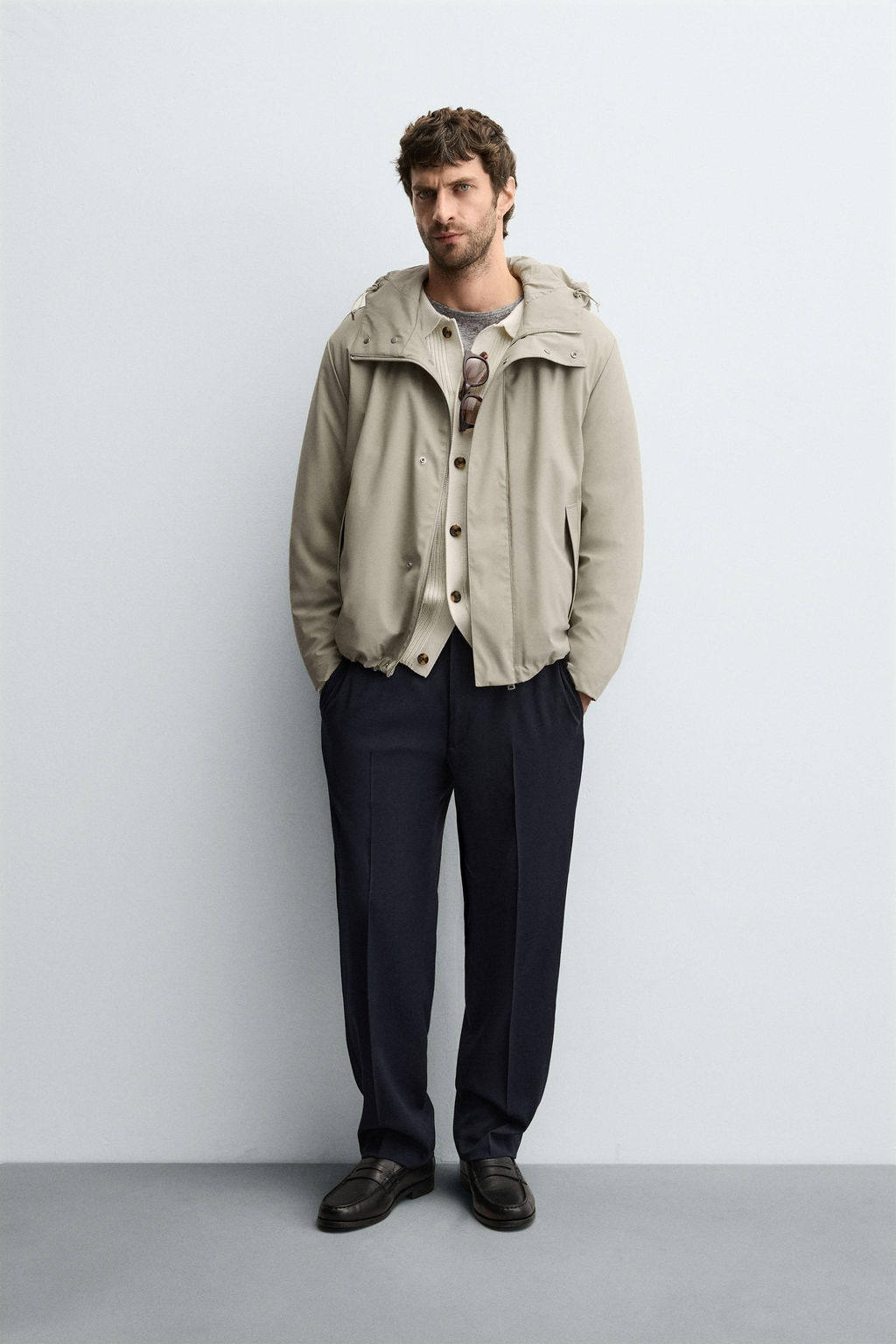 RUBBERISED EFFECT PARKA WITH HOODIE