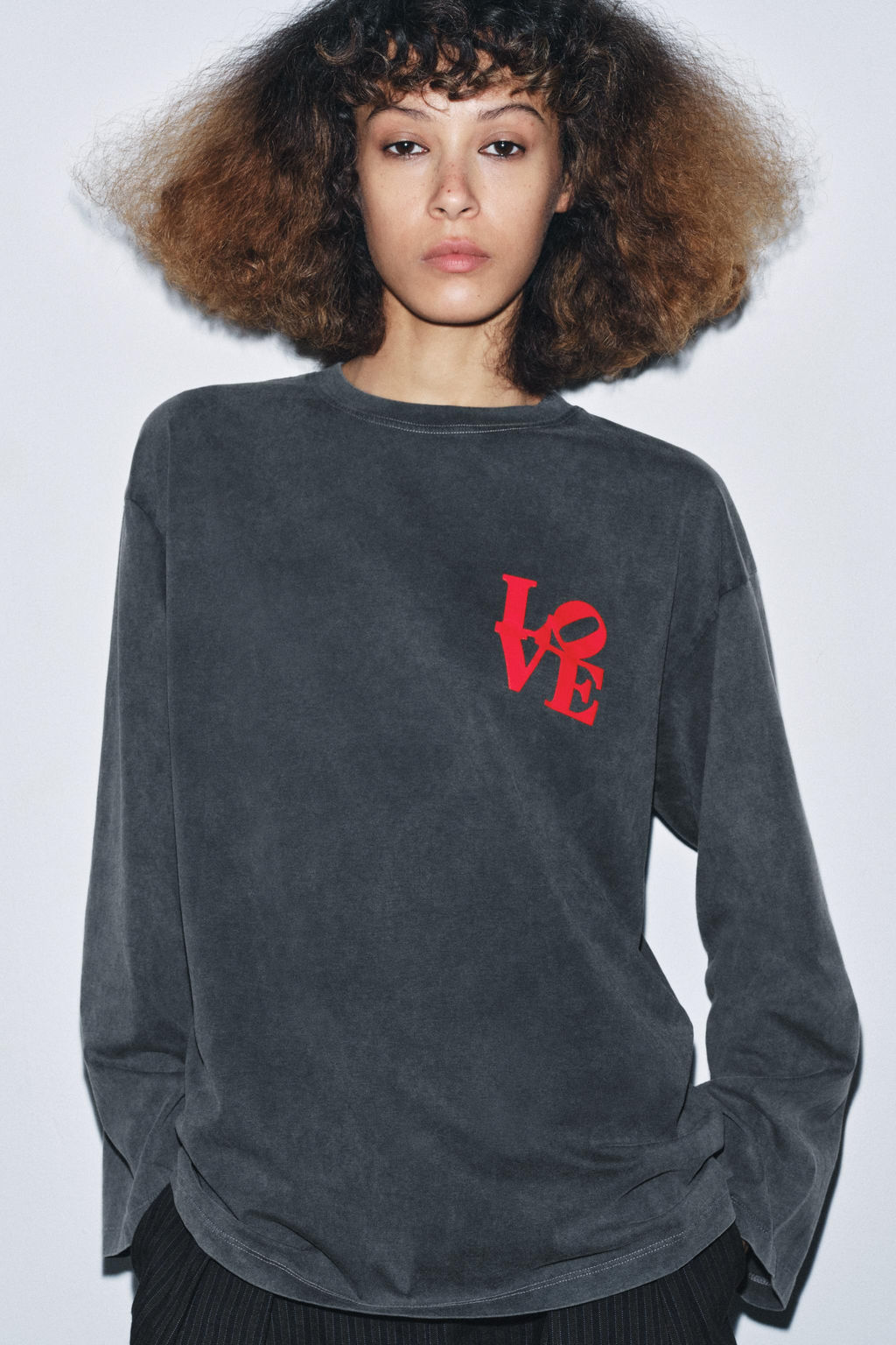 WASHED LONG SLEEVE T-SHIRT - Zara фото 2