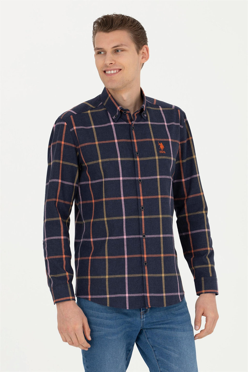 Мужская темно-синяя рубашка с длинным рукавом - U.s. polo assn фото 8