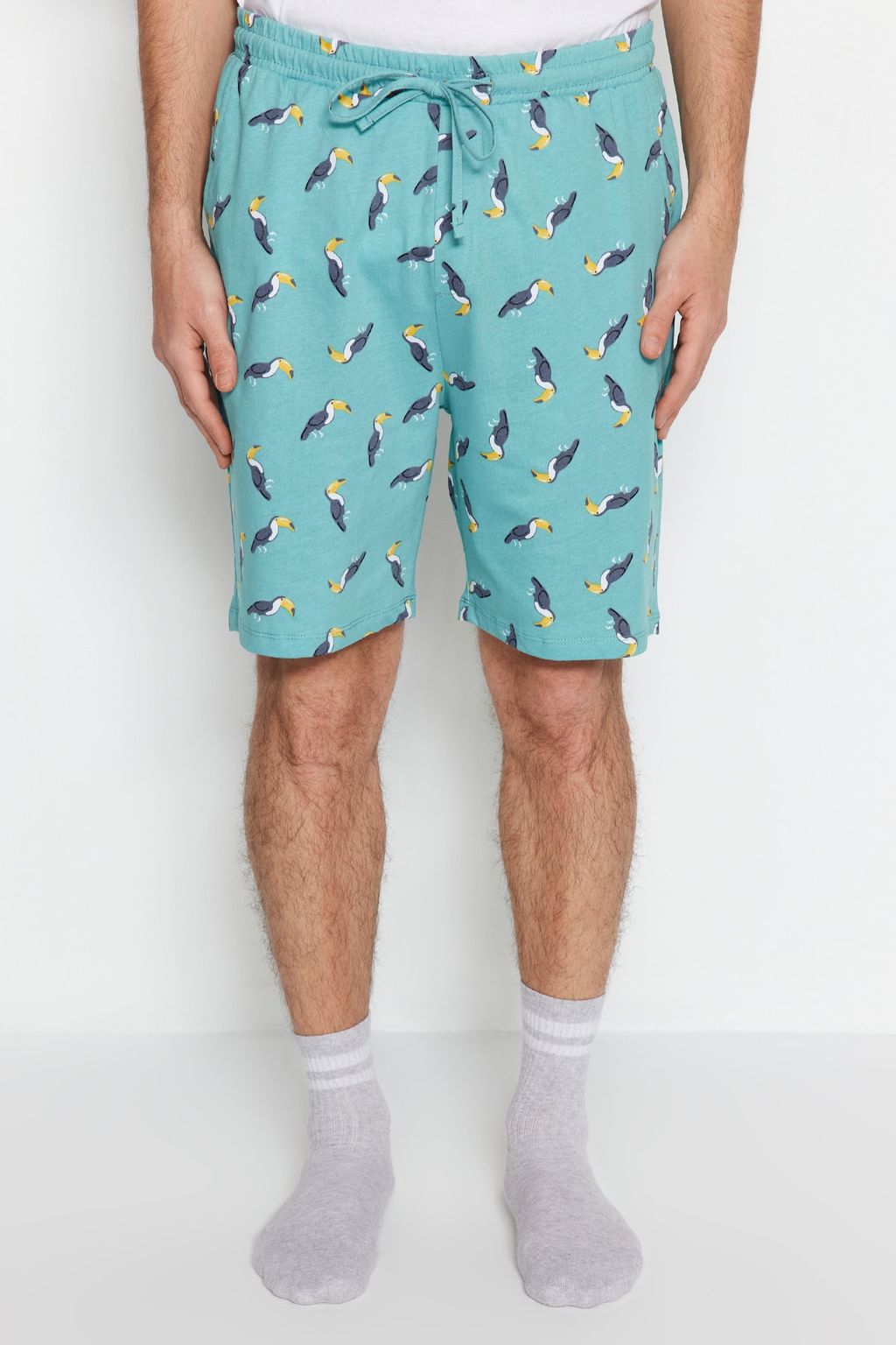 TRENDYOL MAN Yesil Regular Fit Orme Sortlu Pijama Tak?m? TMNSS23PT00033 - Trendyolmilla фото 8