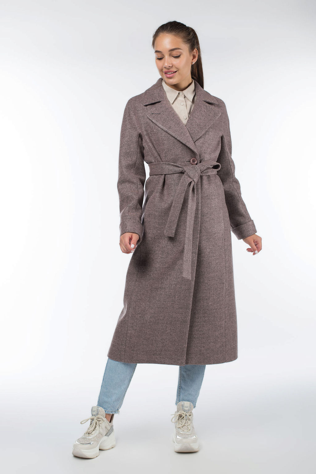 01-09897 Пальто женское демисезонное (пояс)