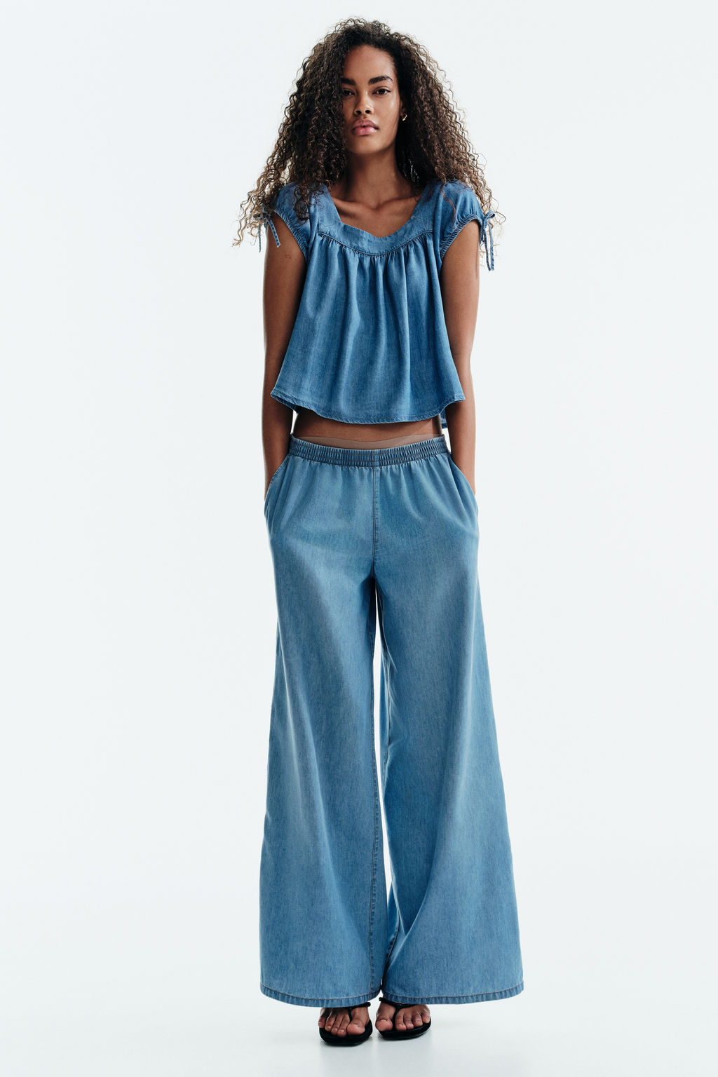 Blusa denim con manga puffy - H&m фото 6