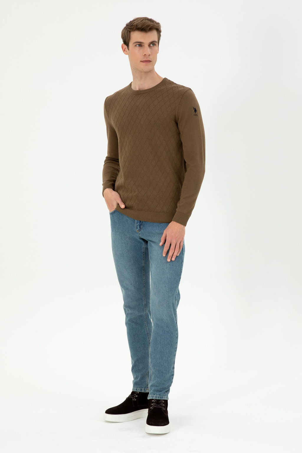 Мужской свитер цвета хаки Неожиданная скидка в корзине - U.s. polo assn фото 4