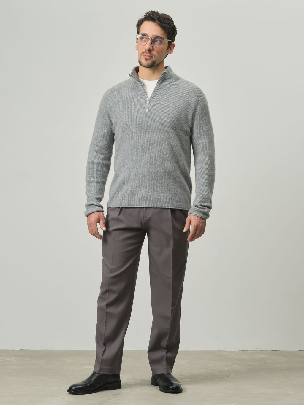 Джемпер мужской из кашемира KM010835-D серо-голубой