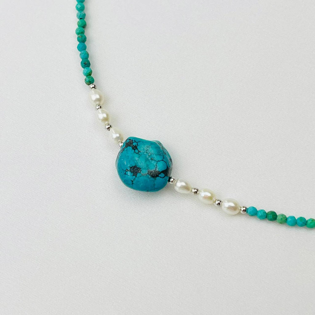 Колье из Бирюзы и Жемчуга 40 см +