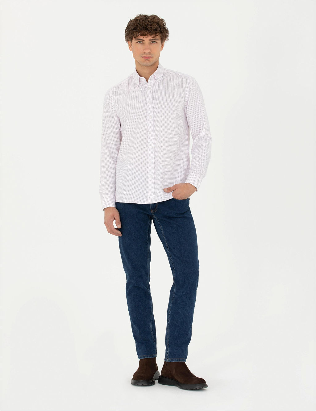 Bordo Slim Fit Uzun Kollu G_mlek - Pierre cardin фото 4