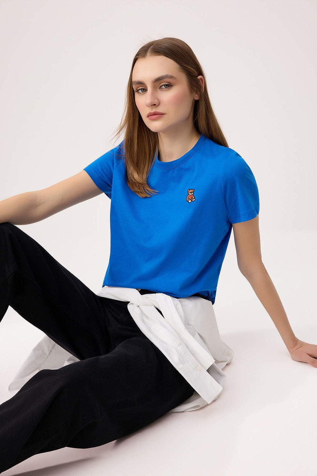 Sar? Regular/Normal Kal?p K?sa Kollu Nak?sl? Tok %100 Pamuk Orme T-shirt TWOSS26TS00232 - Trendyolmilla фото 10