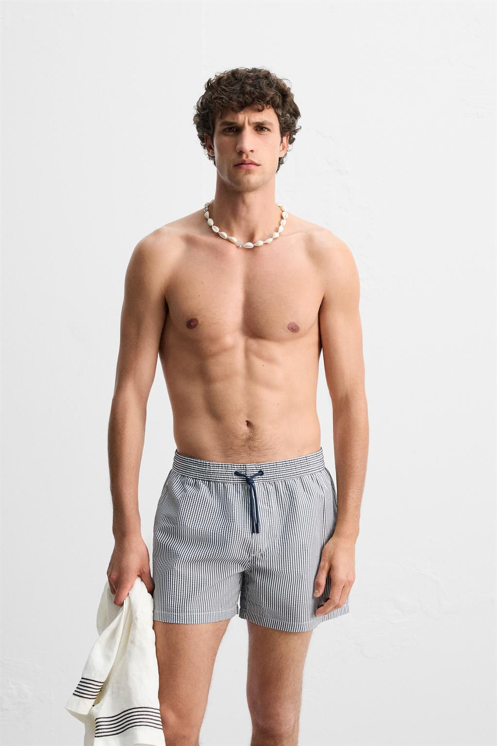 SEERSUCKER MID-LENGTH SWIMMING TRUNKS - Zara фото 22