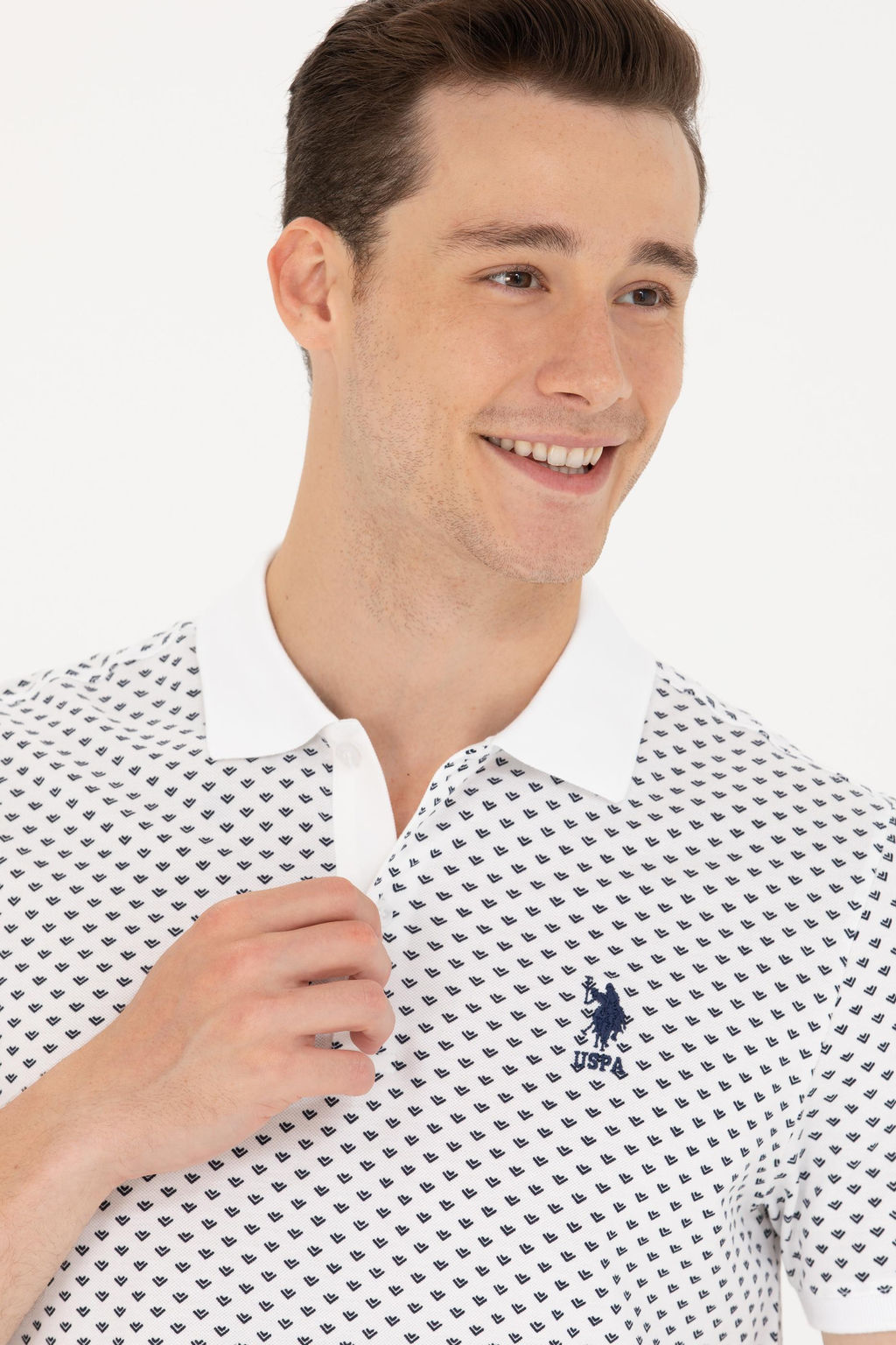 U. S. Polo Assn Мужская белая футболка с воротником-поло - U.s. polo assn фото 2