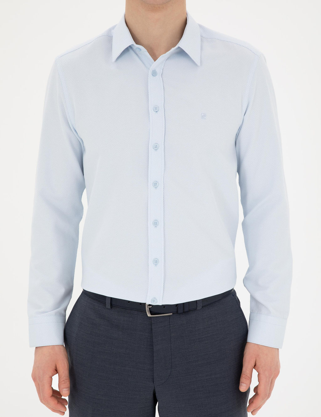 Рубашка Pierre Cardin Slim Fit с длинным рукавом светло-голубая