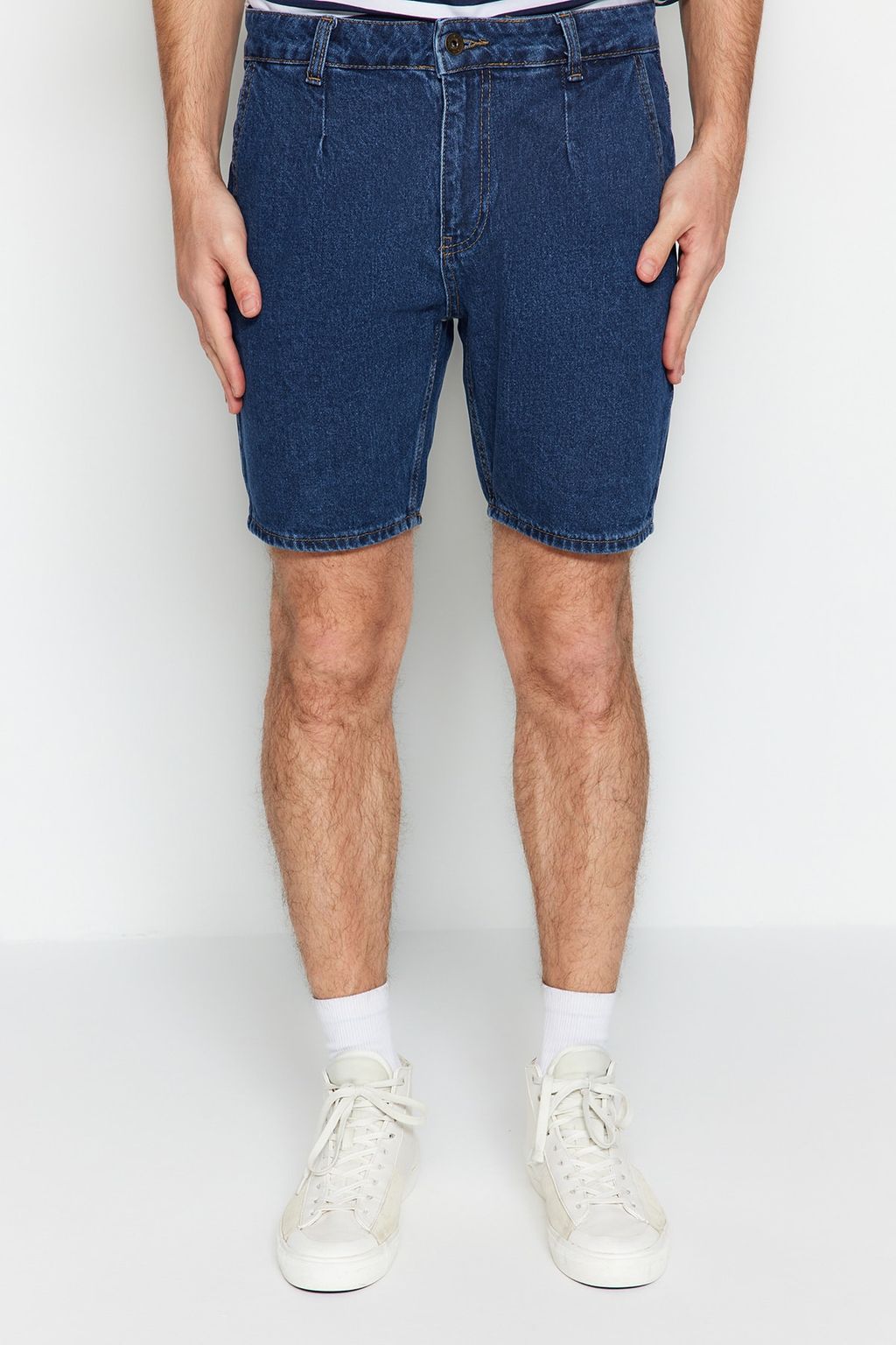 Lacivert Pileli Regular Sort & Bermuda TMNSS21SR0493