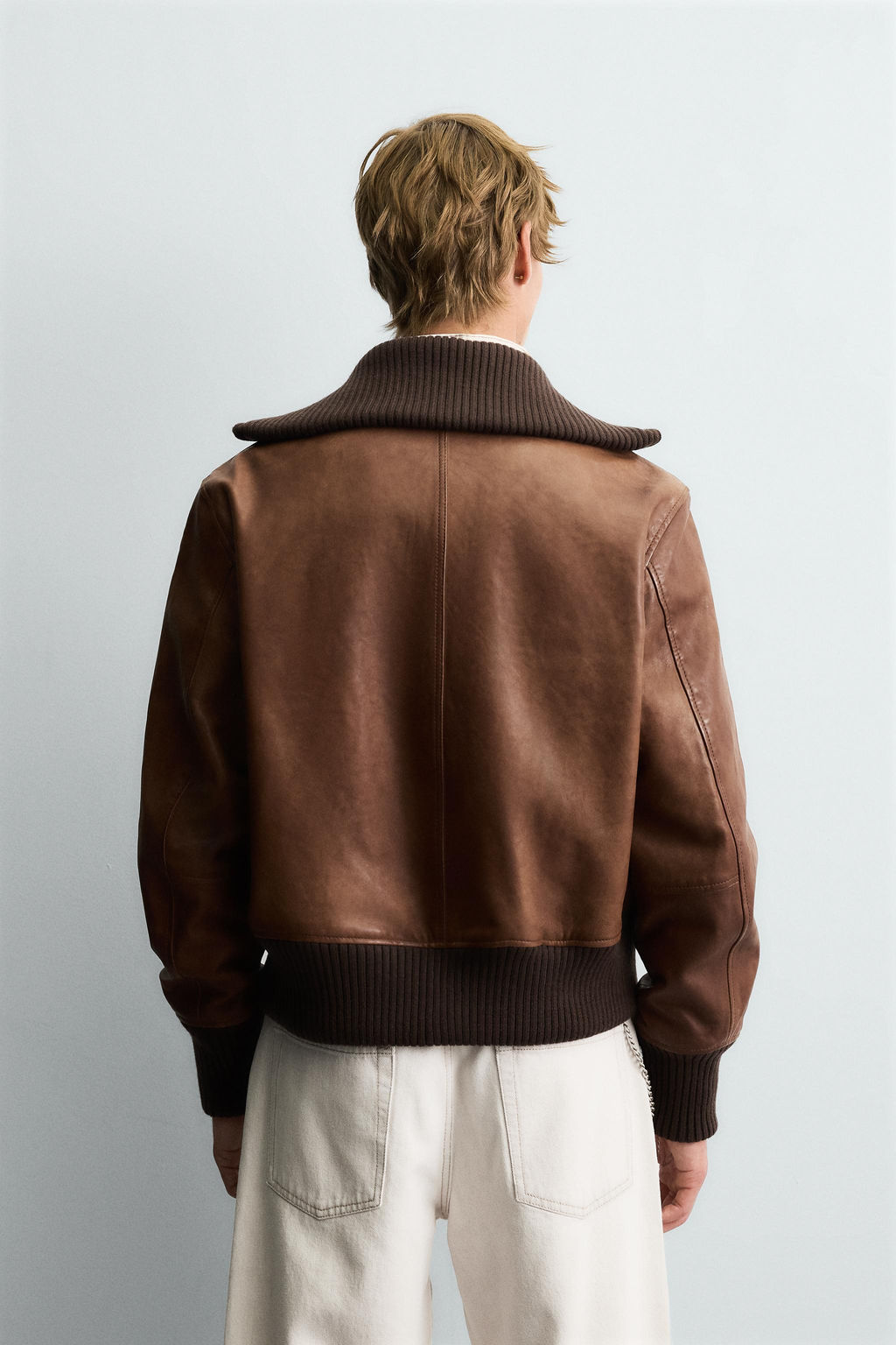 REGULAR FIT LEATHER JACKET - Zara фото 3