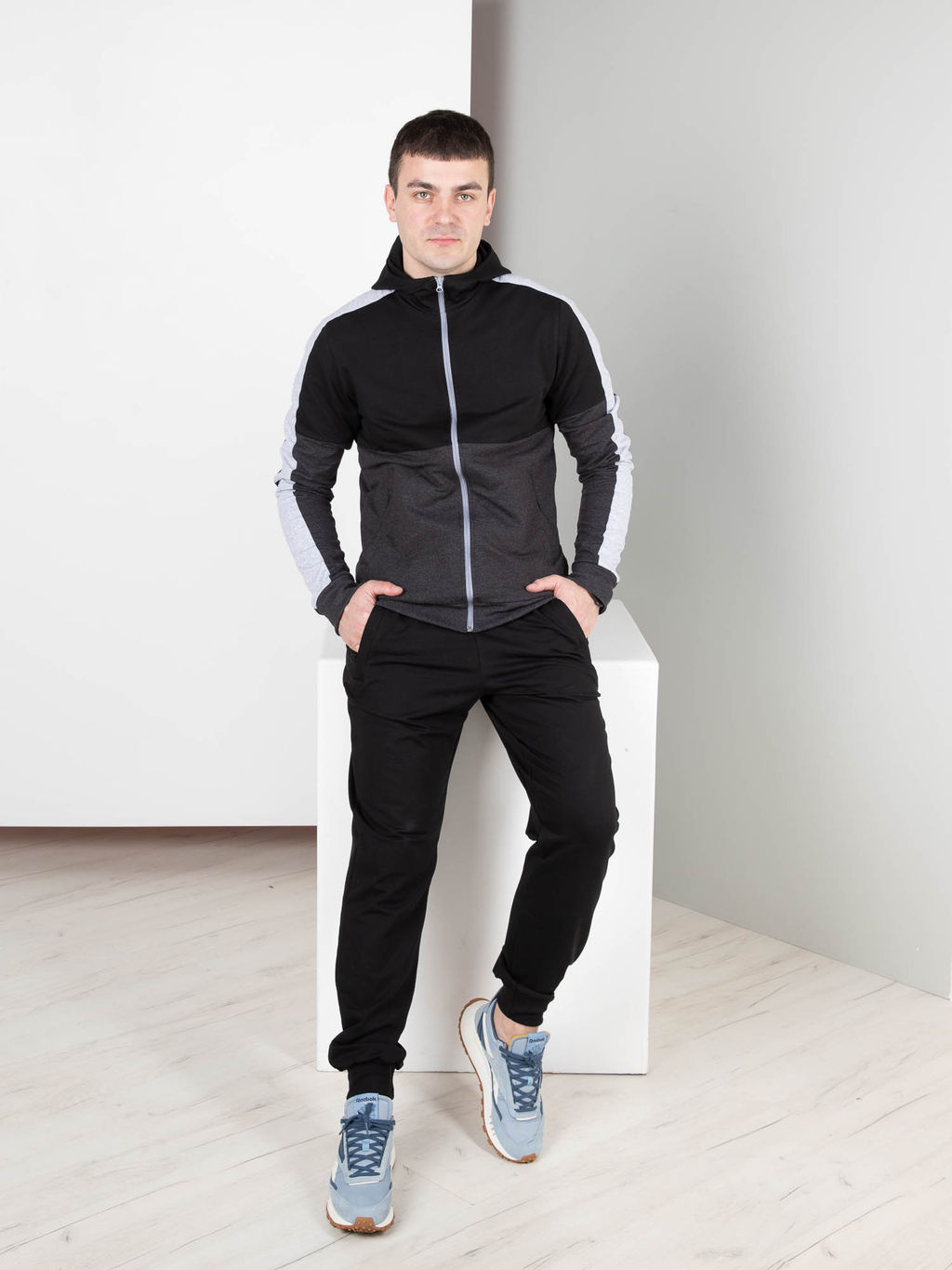 Мужской Спортивный костюм Г015 Черный-Антрацит от Спортсоло