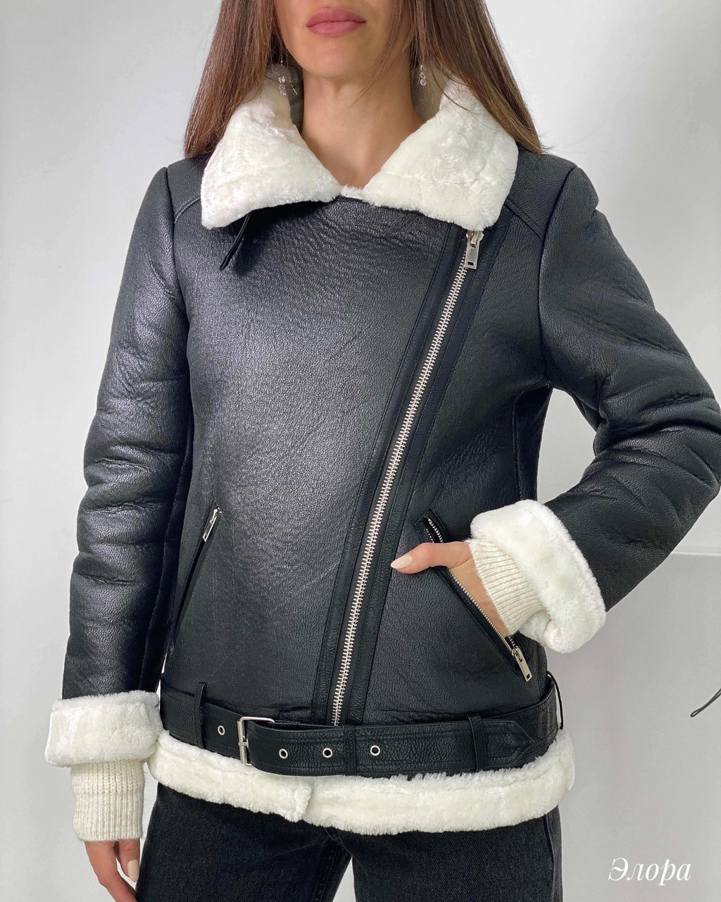 Дубленка Элора (черный) - Nadi bordo фото 6