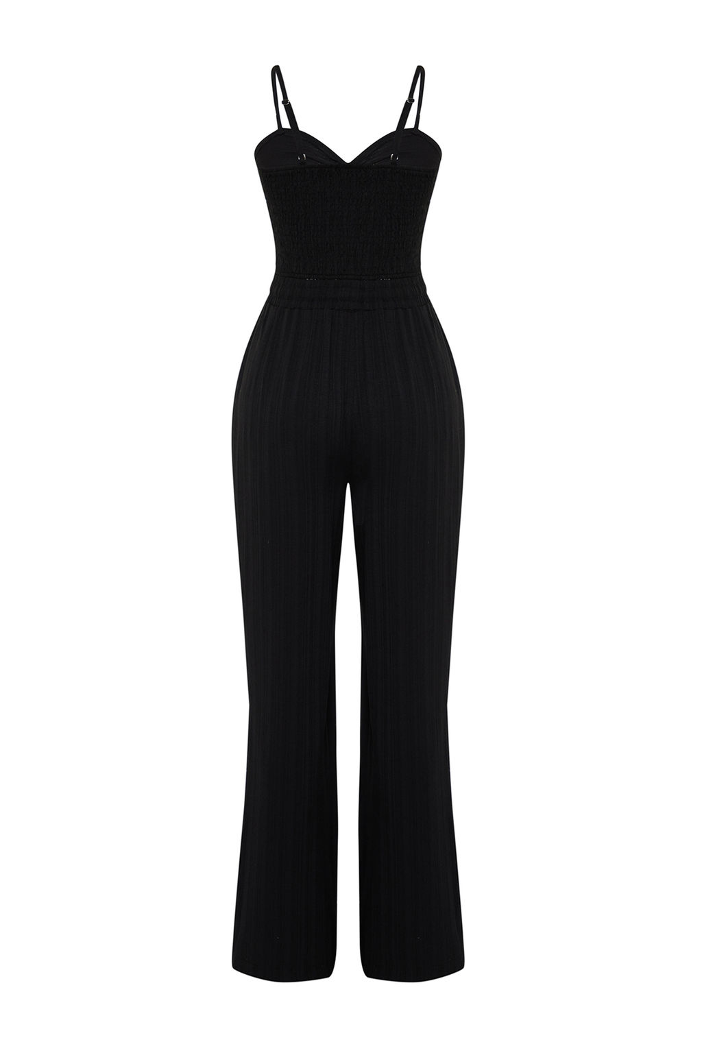 Siyah Dokuma Dokulu Bluz Pantolon Plaj Tak?m TBESS24AU00076