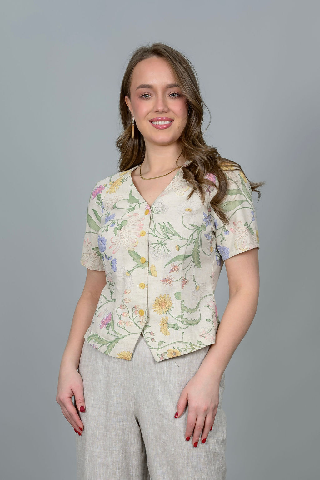 Блуза лен 70%, хлопок 30%