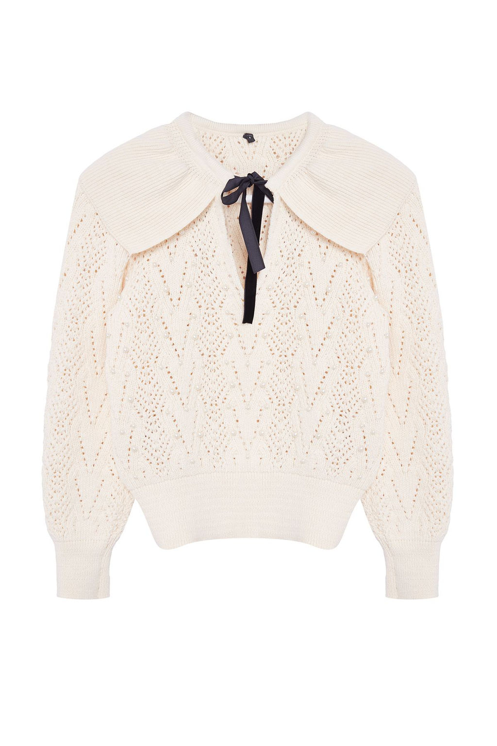 Tas Yumusak Dokulu Kurdele/Fiyonk Ve Inci Detayl? Polo Yaka Triko Kazak TWOAW25KZ00158 - Trendyolmilla фото 6