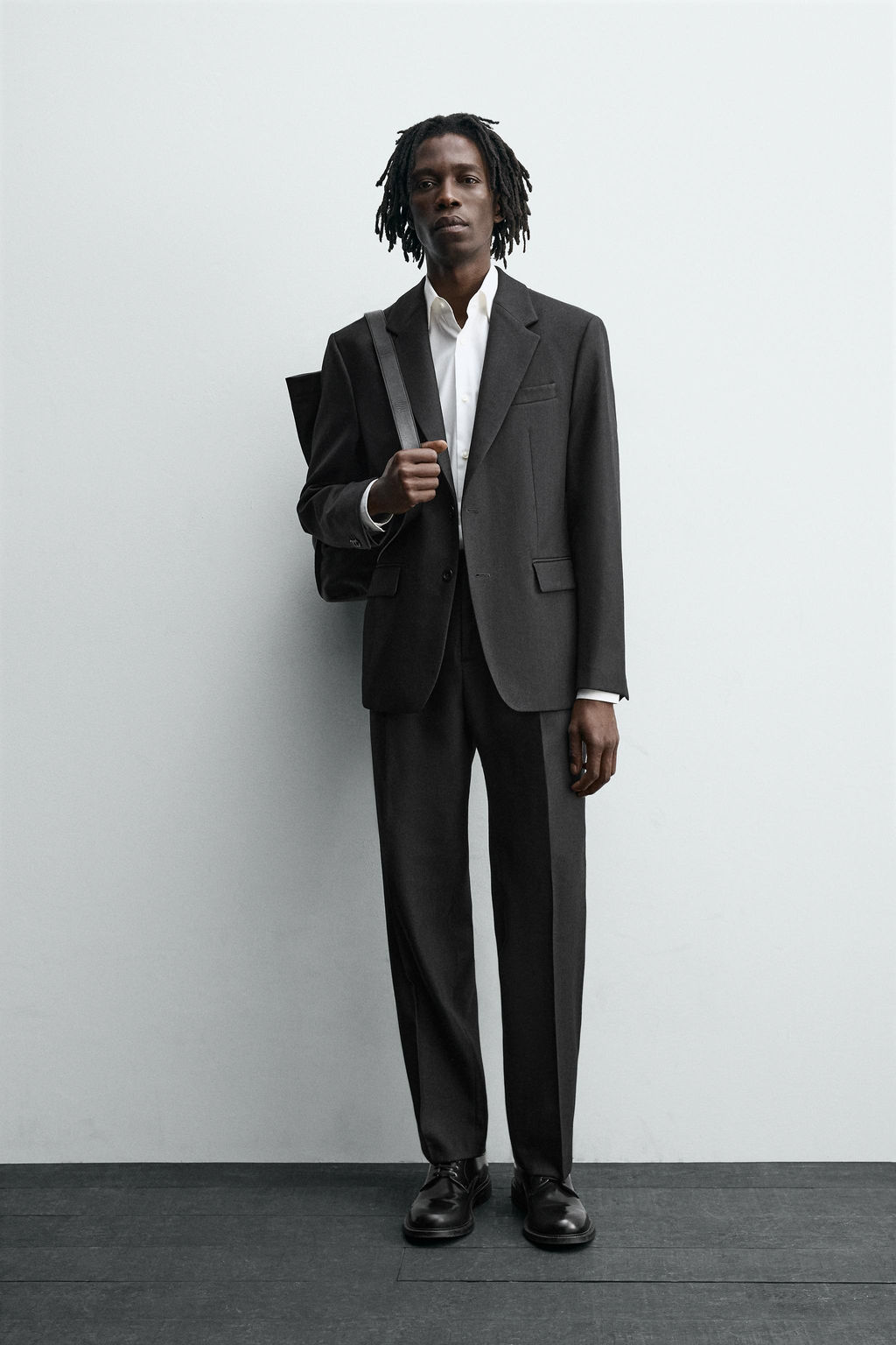 TEXTURED WOOL BLEND SUIT TROUSERS