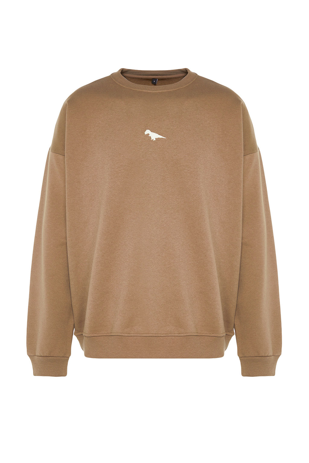 TRENDYOL MAN Gri Bisiklet Yaka Oversize/Genis Kesim Ici Polar/S?cak Tutan Dinozor Nak?s Sweatshirt TMNAW24SW00064 - Trendyolmilla фото 3