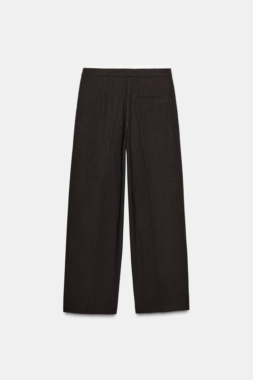 PANTAL?N ANCHO CINTURA DOBLE / Rayas marrones - Zara фото 6