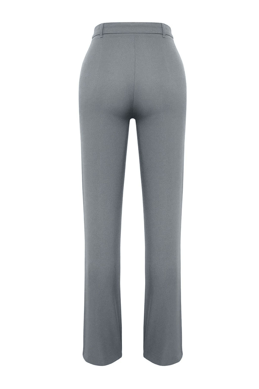 Gri Straight/Duz Kesim Yuksek Bel Nervur Dikisli Dokuma Pantolon TWOSS21PL0093