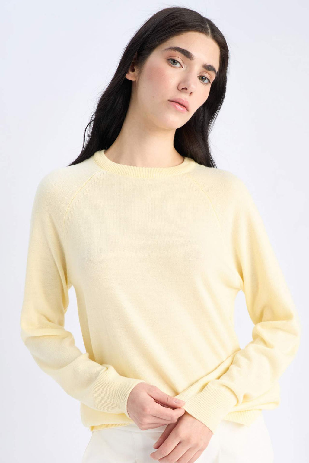 Yumusak Dokulu Bisiklet Yaka Reglan Kol Basic Duz Triko Kazak - Defacto фото 19