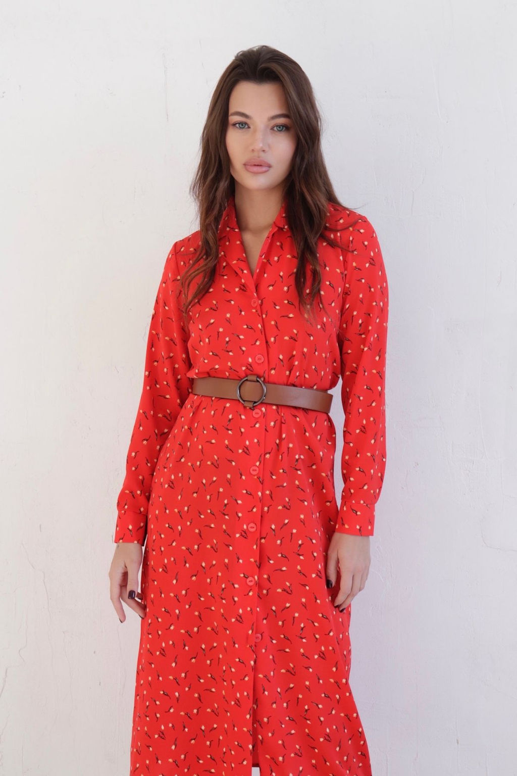 Платье-рубашка с английским воротником принт - Martichelli фото 99