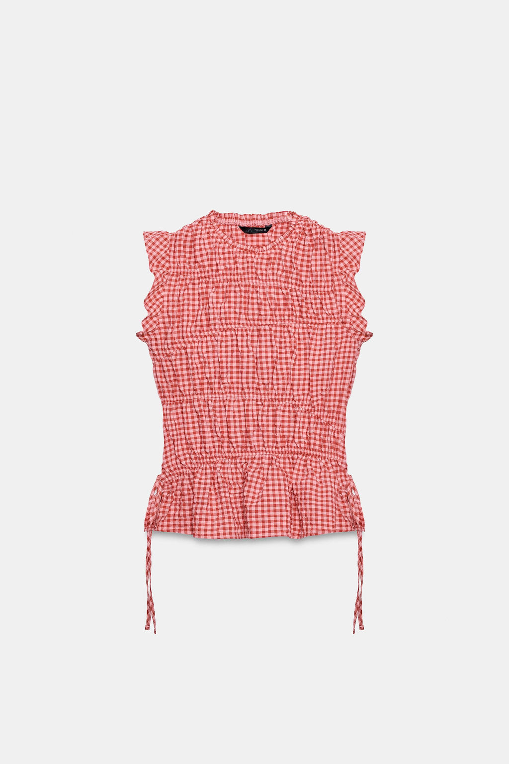 TOP FRUNCES CUADRO VICHY / Blanco / Rojo - Zara фото 7