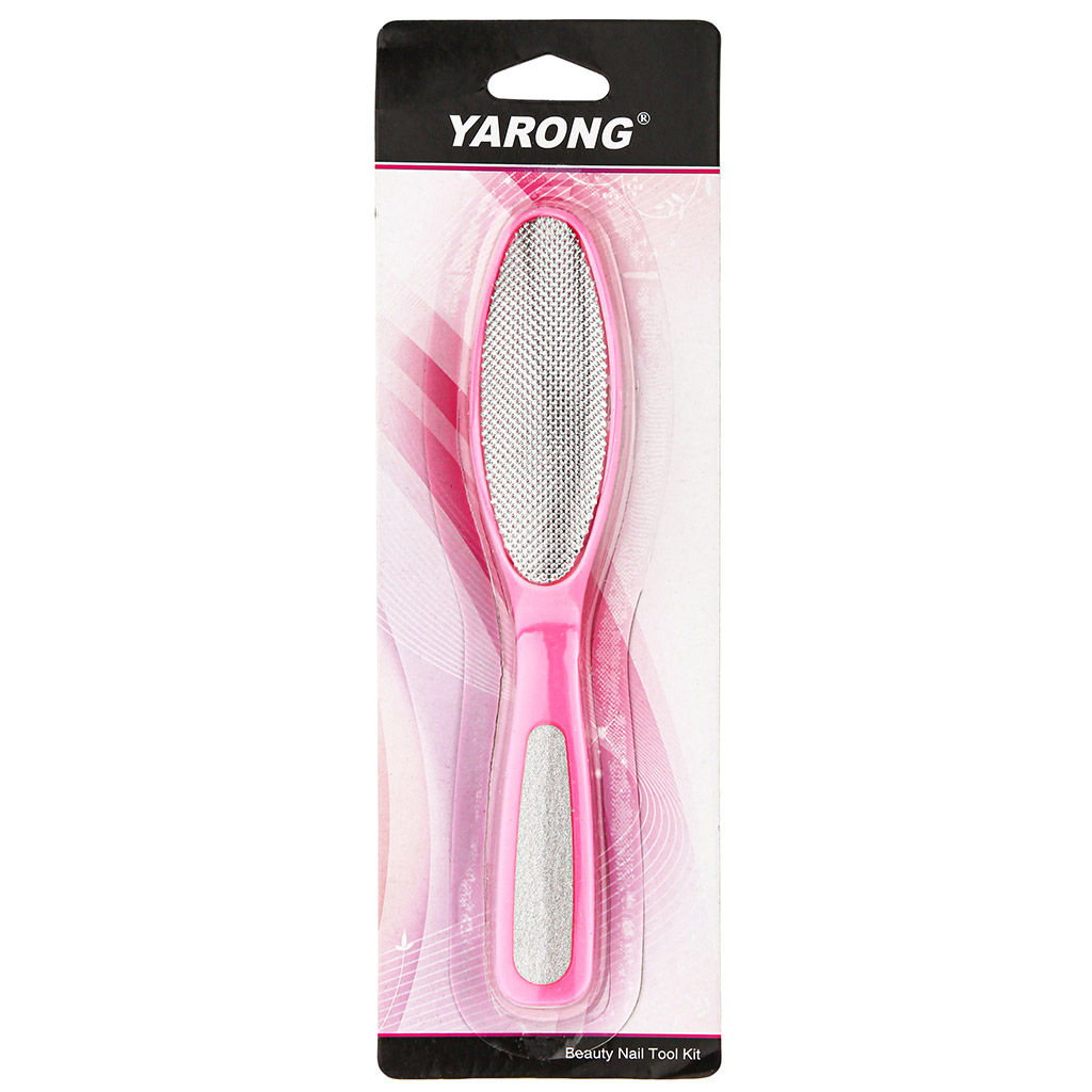 Терка педикюрная для ног металлическая 17,2х3,2х1,8см, пластмассовое основание с наждачной вставкой, цвета в ассортименте: розовый, голубой, фиолетовый, в блистере (Китай) - Домашняя мода фото 3