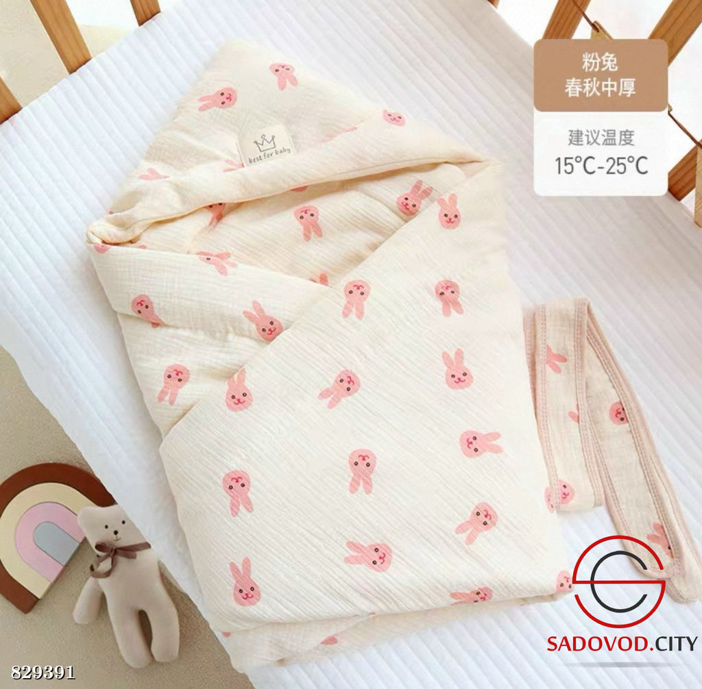 Детское муслиновое одеяло+бант на синтепоне