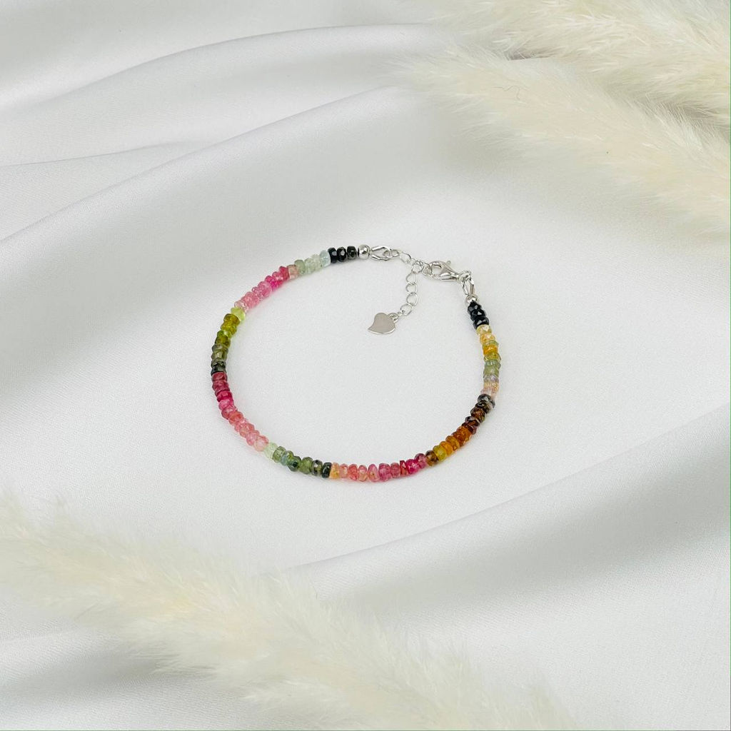 Браслет из Турмалина микс 17,5 см + - Радуга самоцветов фото 2