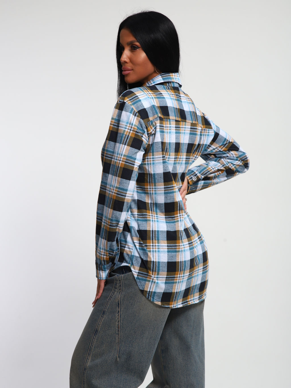 М380 Рубашка с длинным рукавом (песочно-голубой)