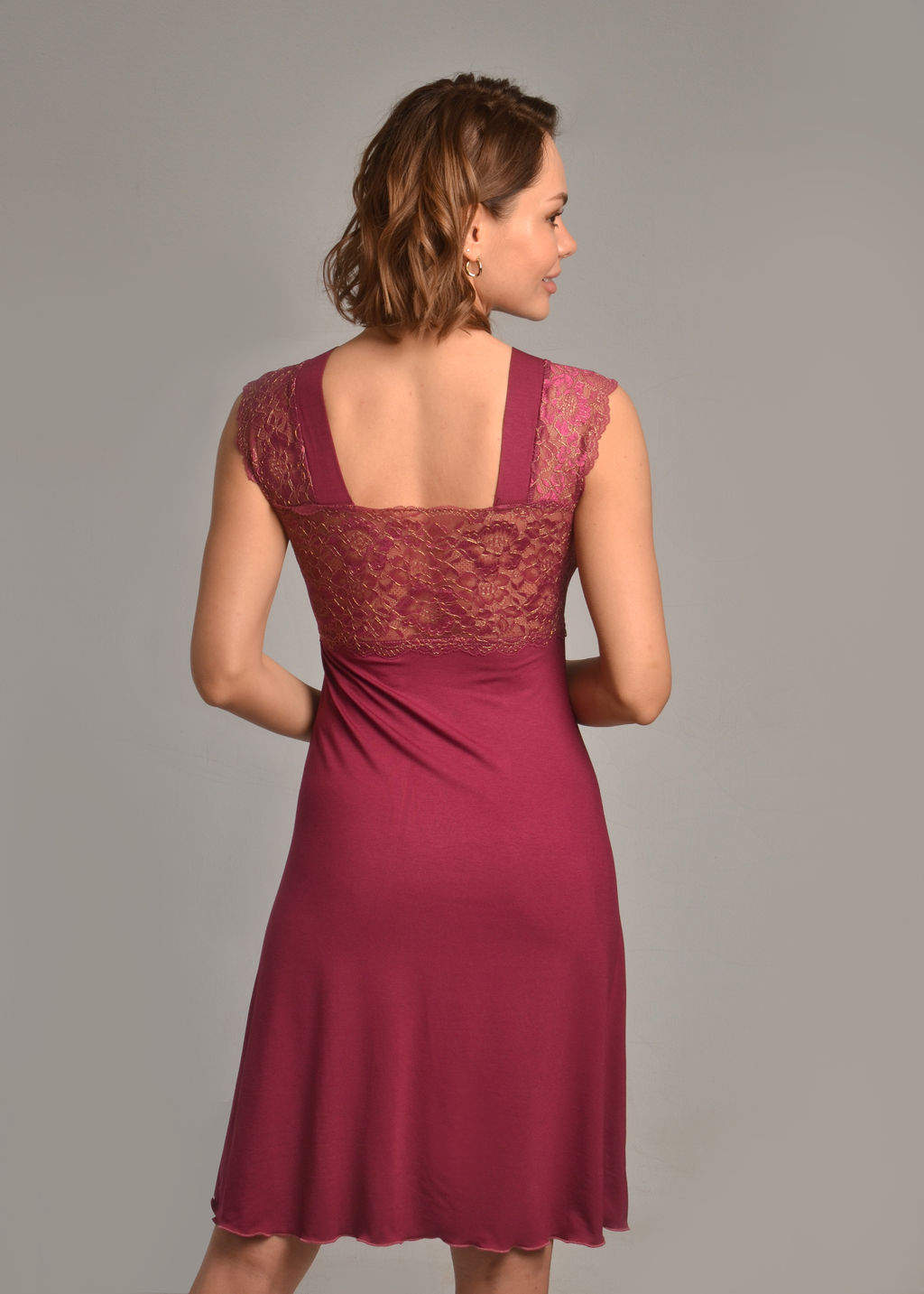 Ночная сорочка МИЛАНА (бордовый / золото №16/27) - Ивановская трикотажная компания фото 6