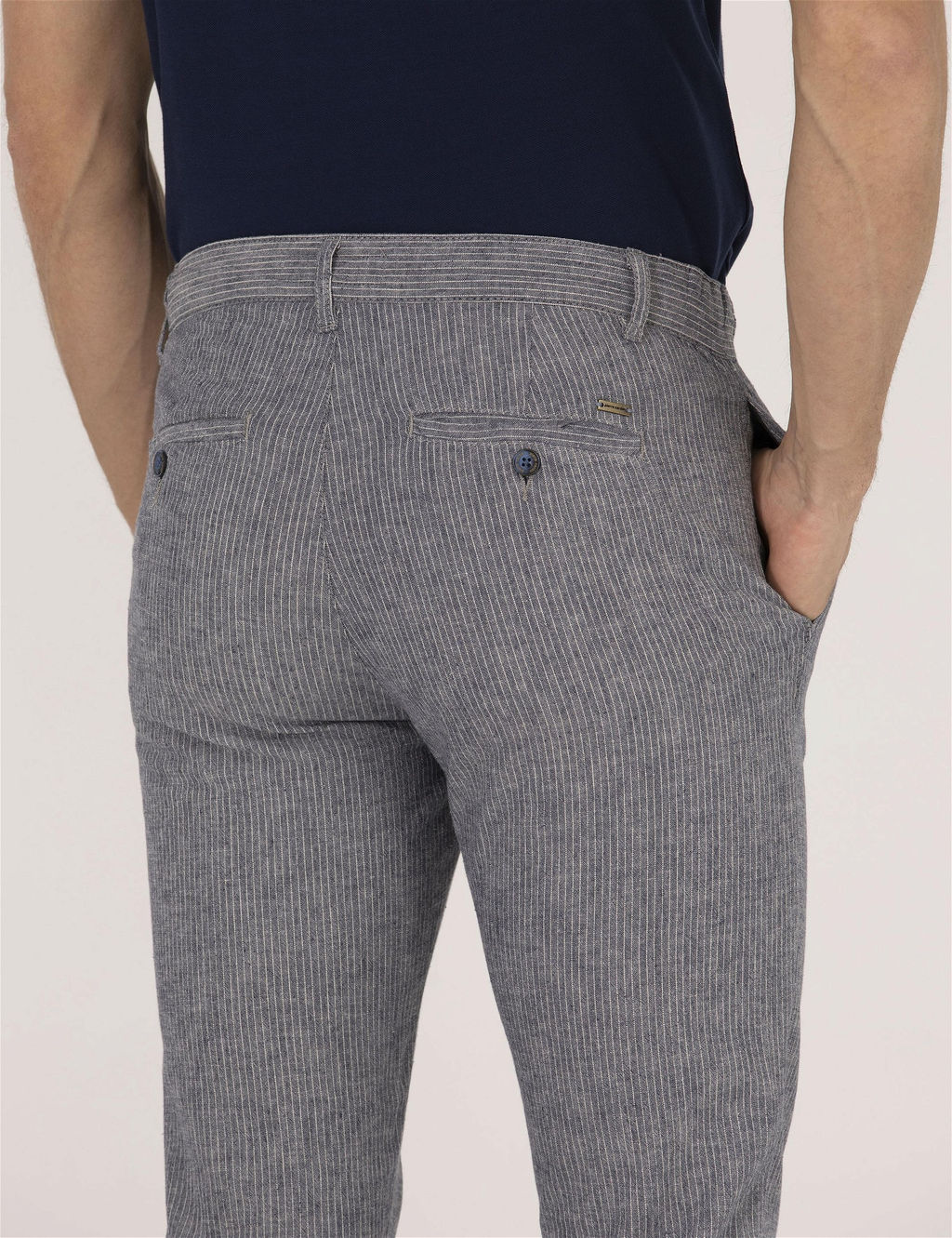 A__k Lacivert Slim Fit Beli Lastikli Kanvas Pantolon - Pierre cardin фото 3