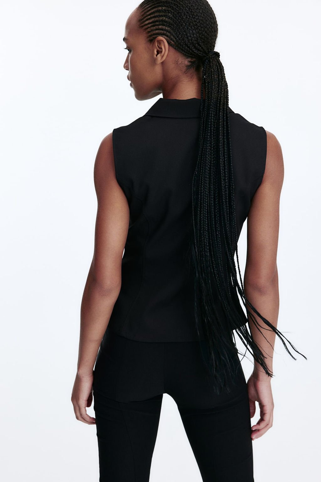 Top sin mangas con cuello camisero y cremallera - H&m фото 4