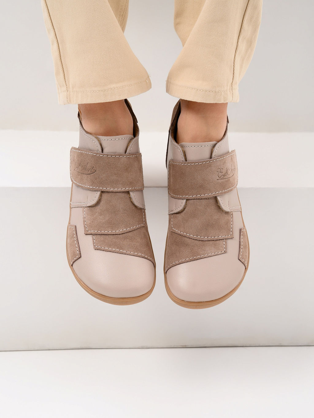 Босоногие ботинки 206.NATAbr.Визон+капучино замша/мех