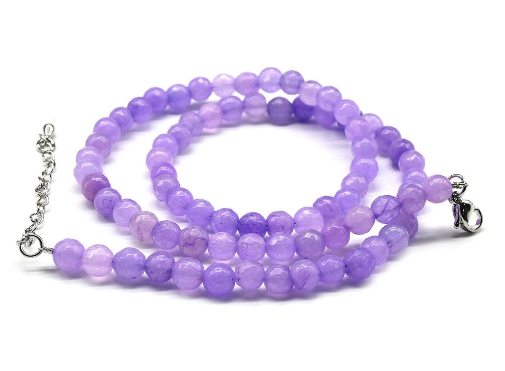 Бусы из камня кальцита граненые 6мм цв.кунцит, 46см