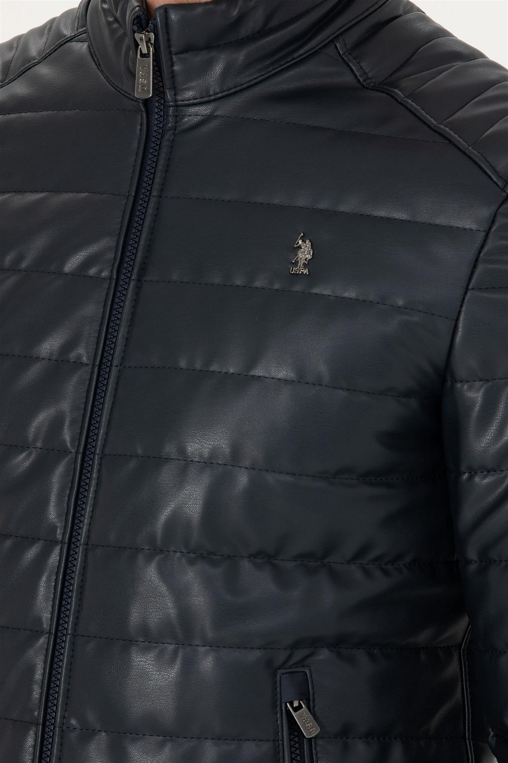 U. S. Polo Assn / Мужская темно-синяя кожаная куртка - U.s. polo assn фото 7