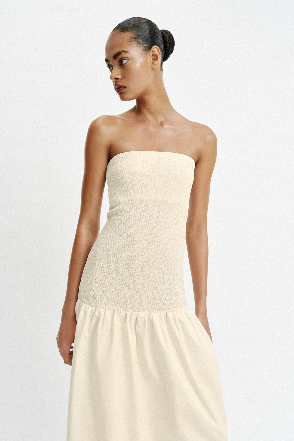 VESTIDO PALABRA DE HONOR COMBINADO