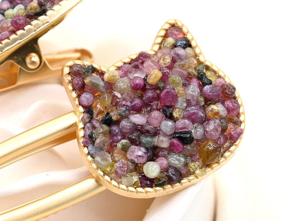 Заколка зажим Котик с натуральным моховым агатом 7*2,8*1,8см - Радуга камня фото 16