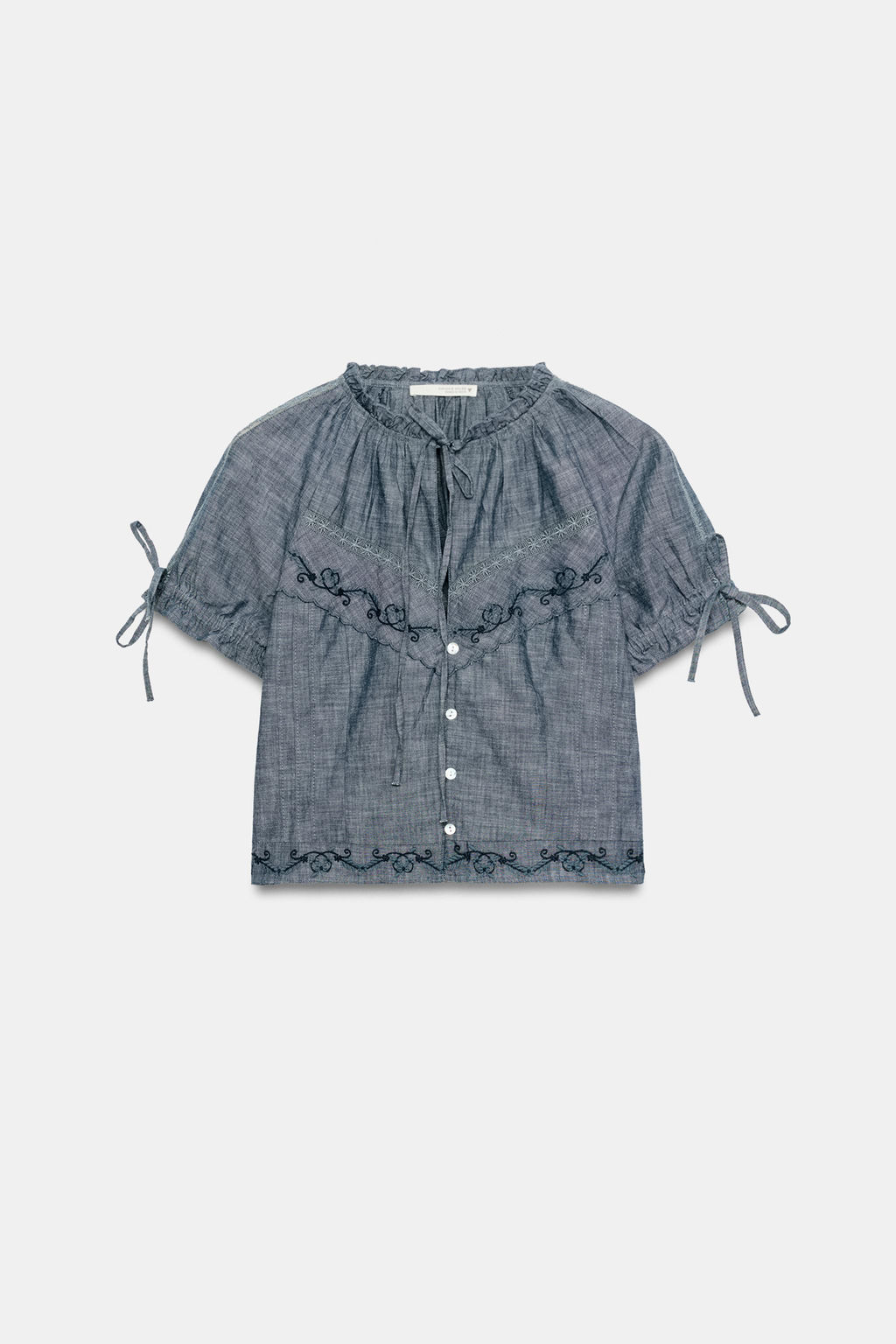 CAMISA BORDADOS LAZOS / Azul - Zara фото 5