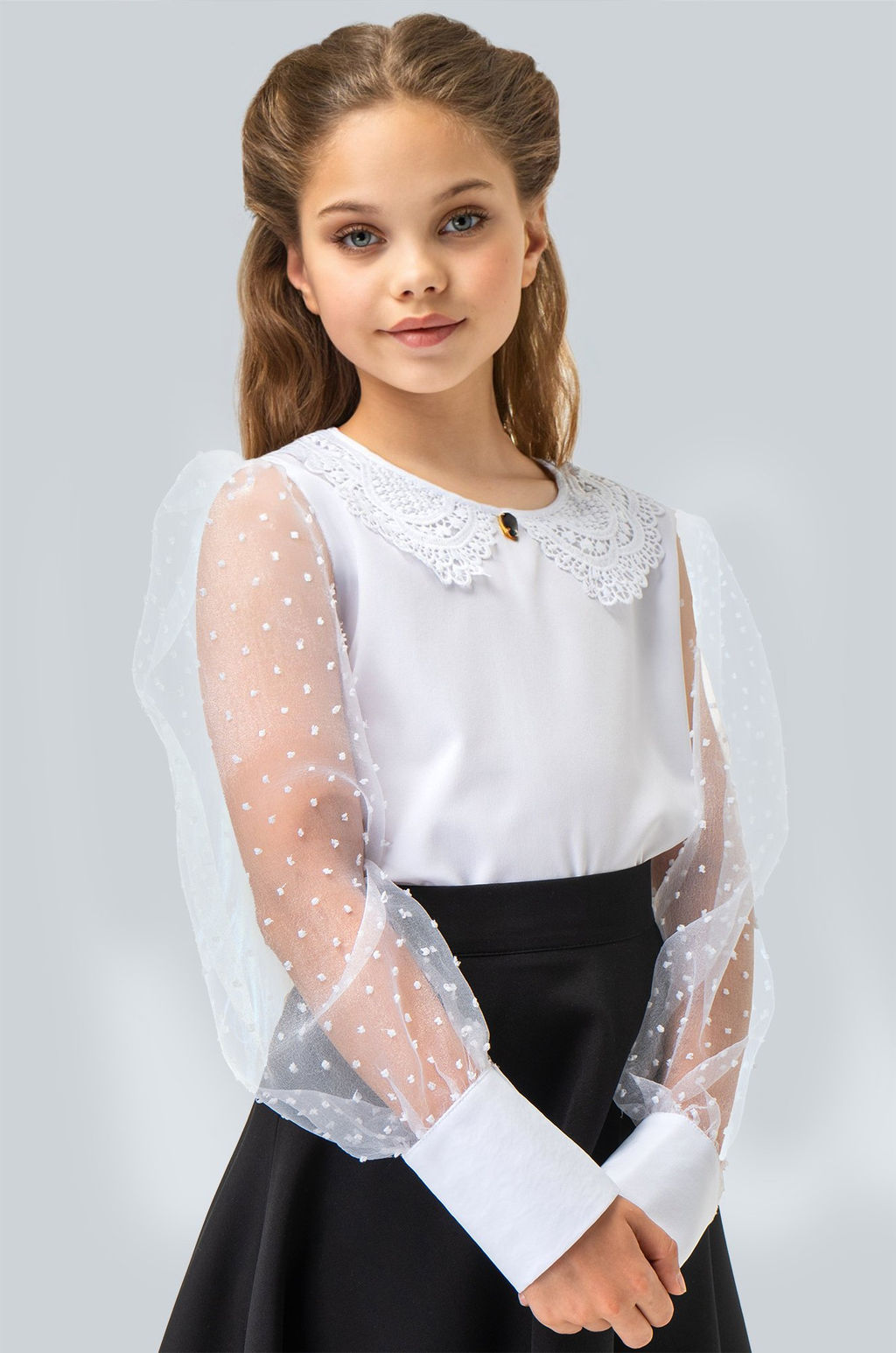 Нарядная блузка для девочки с длинным рукавом Happy Fox  фото 8