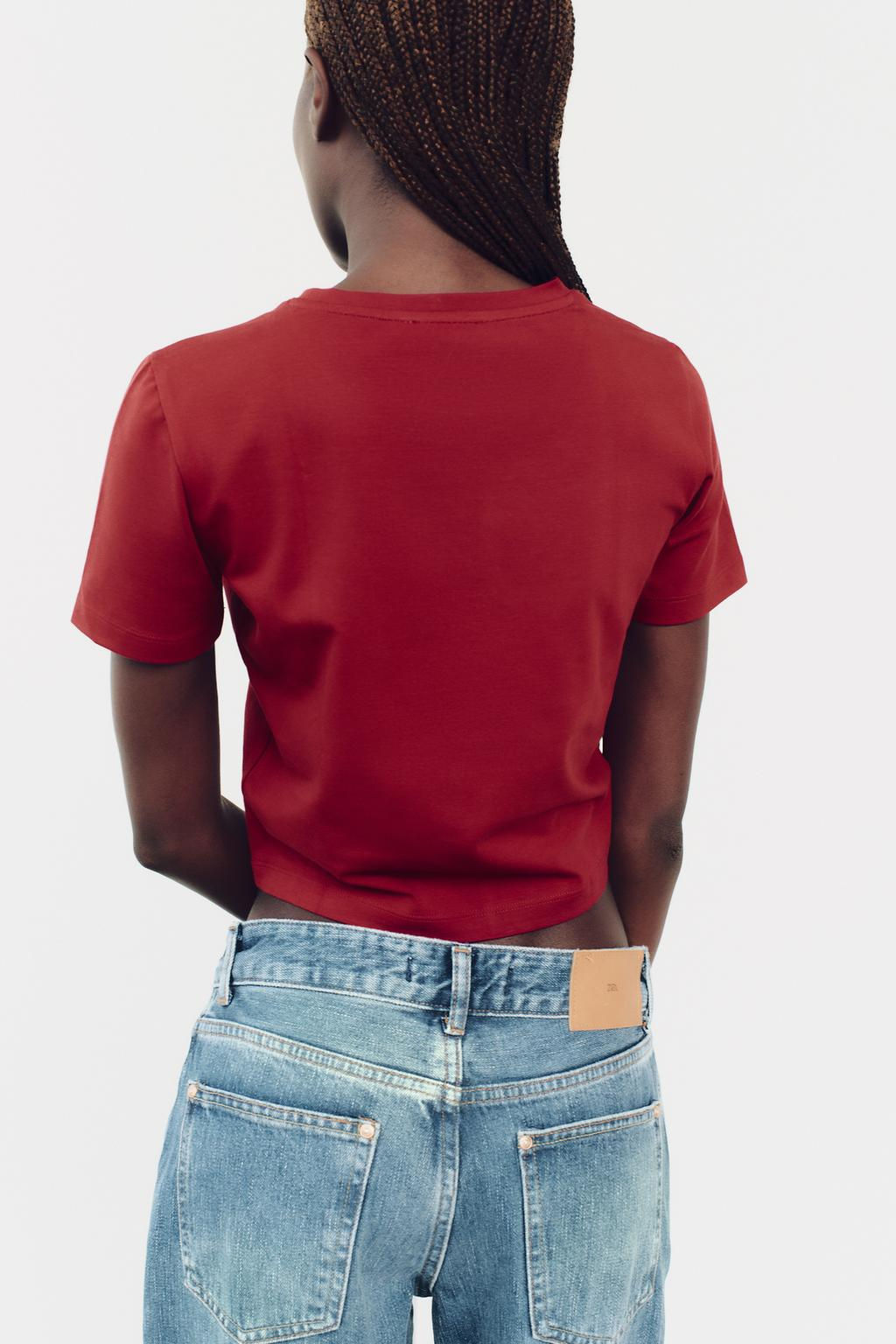 CROPPED STRETCH T-SHIRT - Zara фото 41