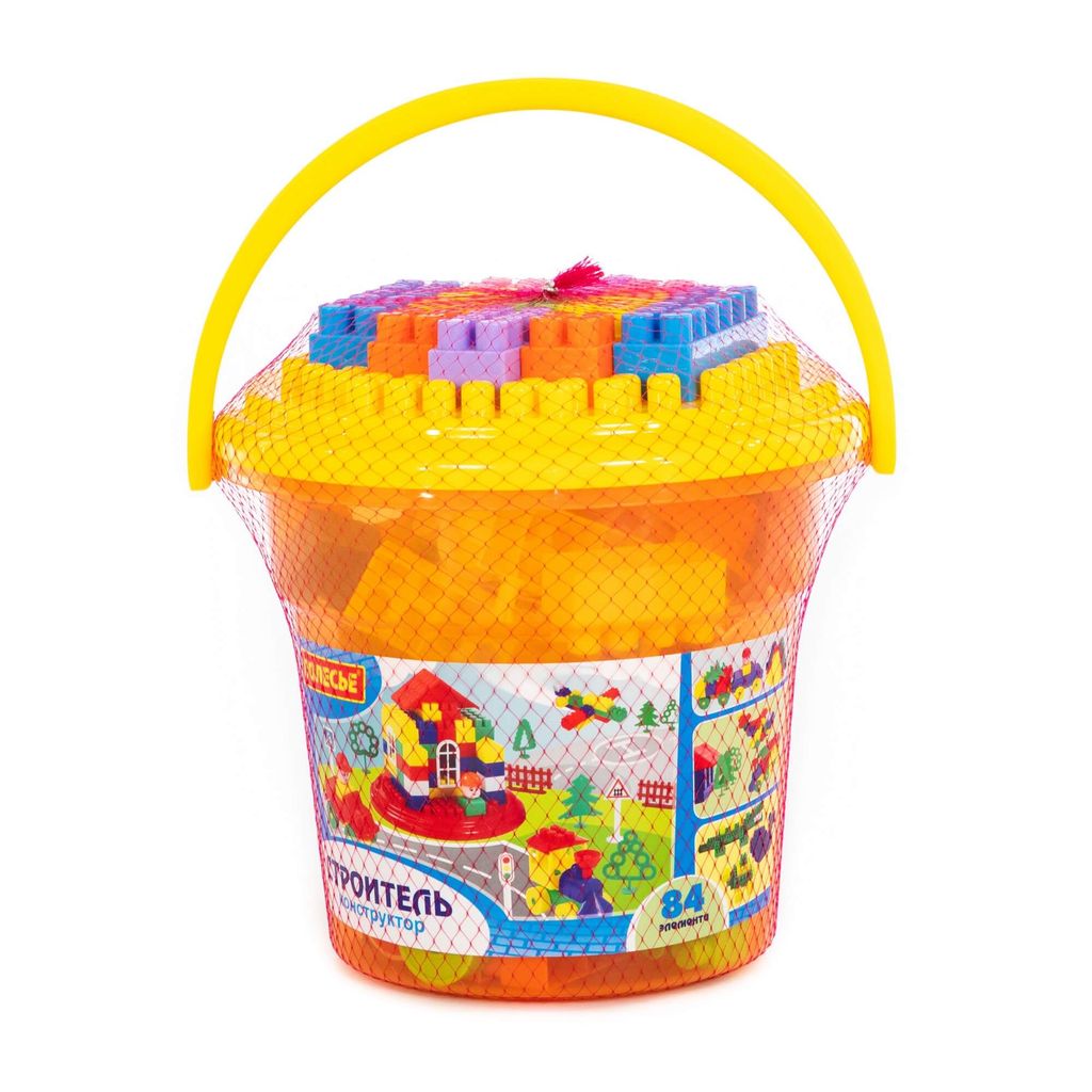 Конструктор Строитель (84 элемента) (в ведре Макси с крышкой) - Полесье фото 7