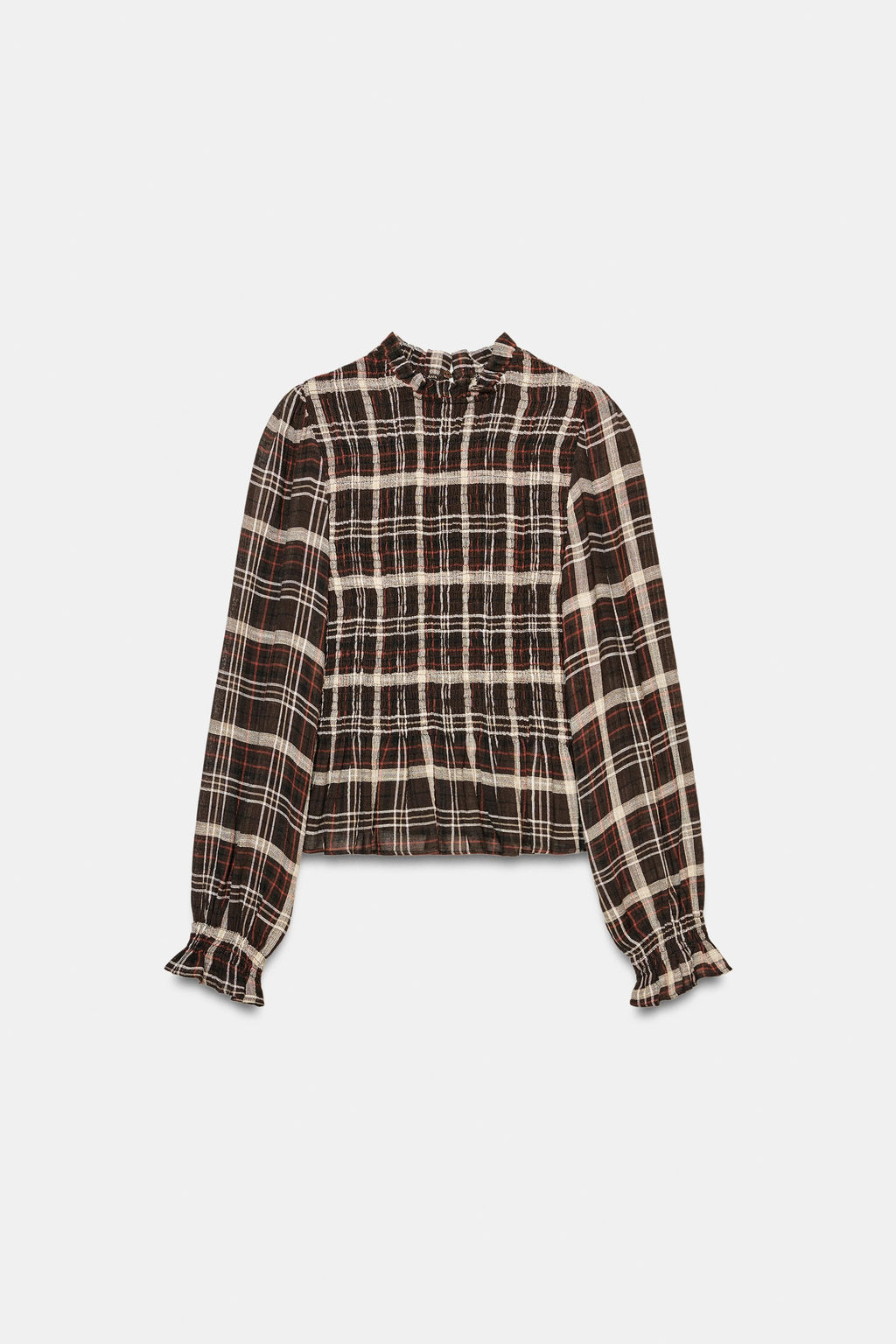 CHECK SMOCKED SHIRT - Zara фото 14
