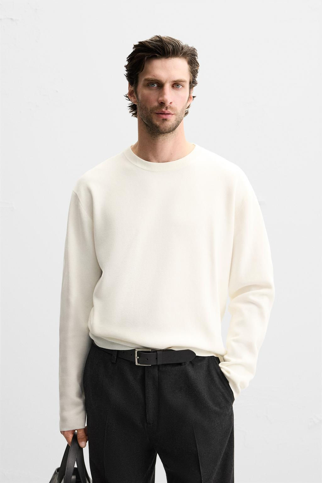 COTTON BLEND TEXTURED SWEATER - Zara фото 18