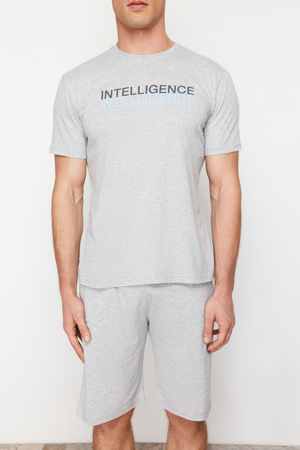 TRENDYOL MAN Gri Regular Fit Bisiklet Yaka Orme Sortlu Pijama Tak?m? TMNSS24PT00046 - Trendyolmilla фото 14