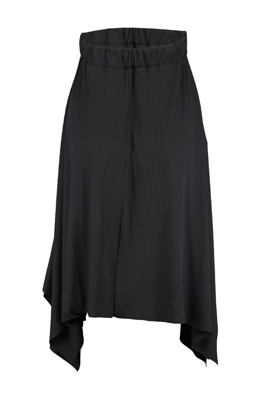 Siyah Volanl? Asimetrik Yuksek Bel Midi Esnek Orme Etek TWOAW20ET0440